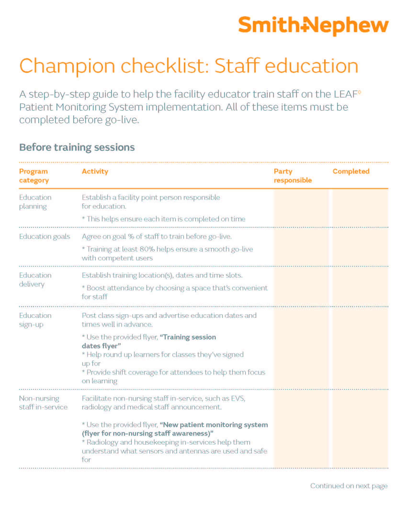 Champion Checklist